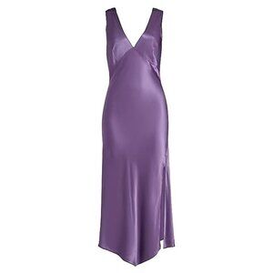 Rails Monique Satin Asymmetric Midi-Dress in Amethyst
